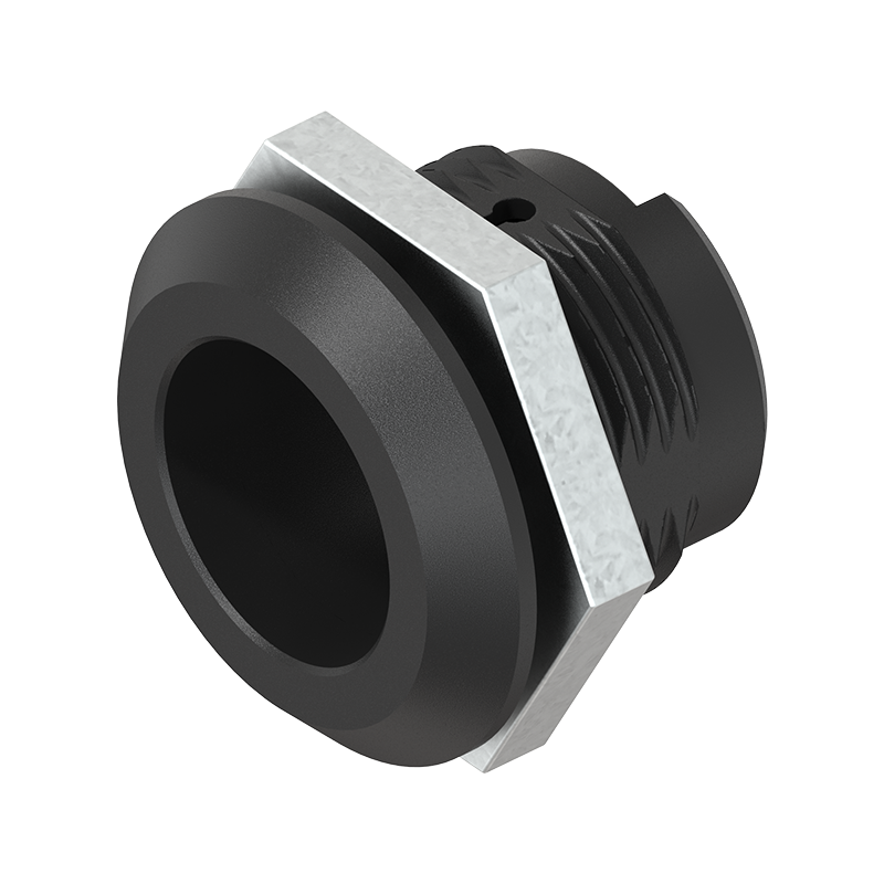 Låsehus, standard, glasfiberforstærket polyamid, D=28, GH=18, pladetykkelse=1,2-8 mm