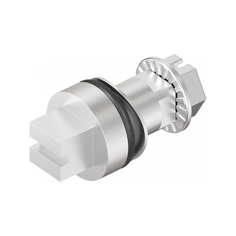 Indsats, firkant 8 med slids, rustfrit stål