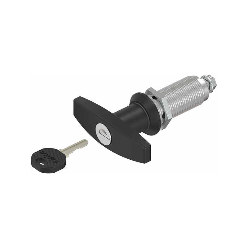 Låsehus med t-greb, forskellig låsende, trykstøbt zink, L=78mm, GH=50mm, pladetykkelse=1,5-40mm