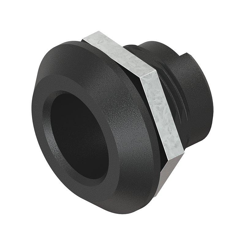 Låsehus, standard, glasfiberforstærket polyamid, D=32, GH=18, pladetykkelse=1,2-8 mm