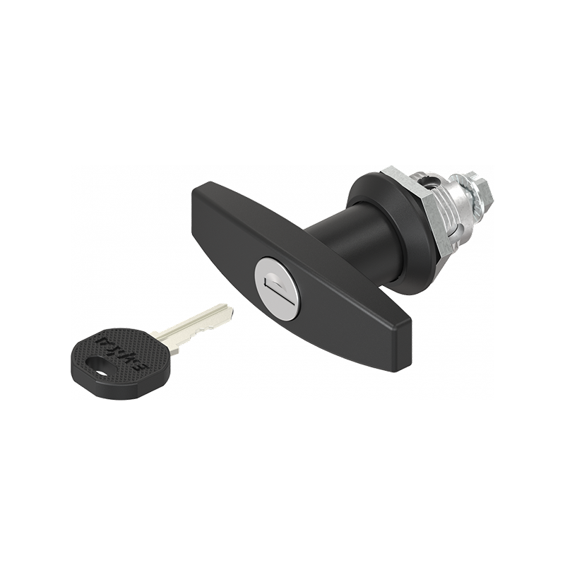 Låsehus med t-greb, forskellig låsende, trykstøbt zink, L=78mm, GH=18mm, pladetykkelse=1,5-8mm