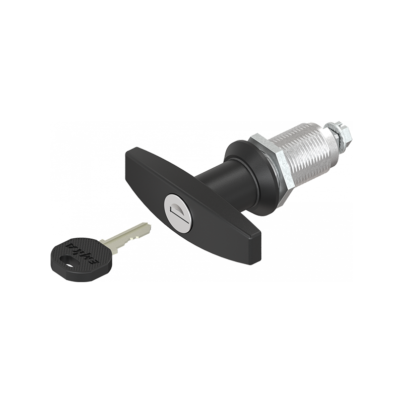 Låsehus med t-greb, forskellig låsende, trykstøbt zink, L=78mm, GH=40mm, pladetykkelse=1,5-30mm