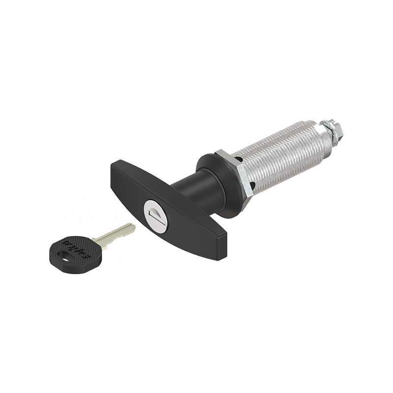 Låsehus med t-greb, forskellig låsende, trykstøbt zink, L=78mm, GH=60mm, pladetykkelse=1,5-50mm