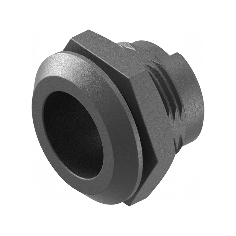 Låsehus, standard, glasfiberforstærket polyamid, D=28, GH=18, pladetykkelse=1,2-7 mm