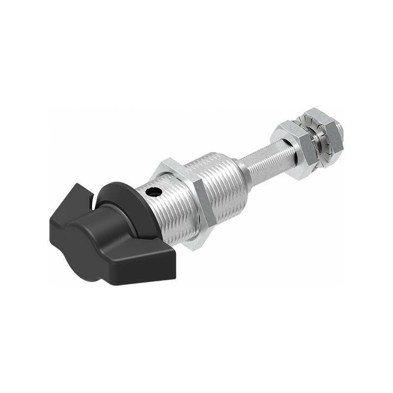 Kompressionslås, håndgreb 90°, trykstøbt zink, Vingegreb, vandring=6mm, justerbar, pladetykkelse=1,5-30mm