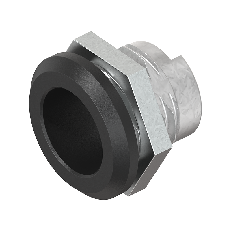 Låsehus, standard, trykstøbt zink, D=20, GH=13,5, pladetykkelse=1,2-5 mm