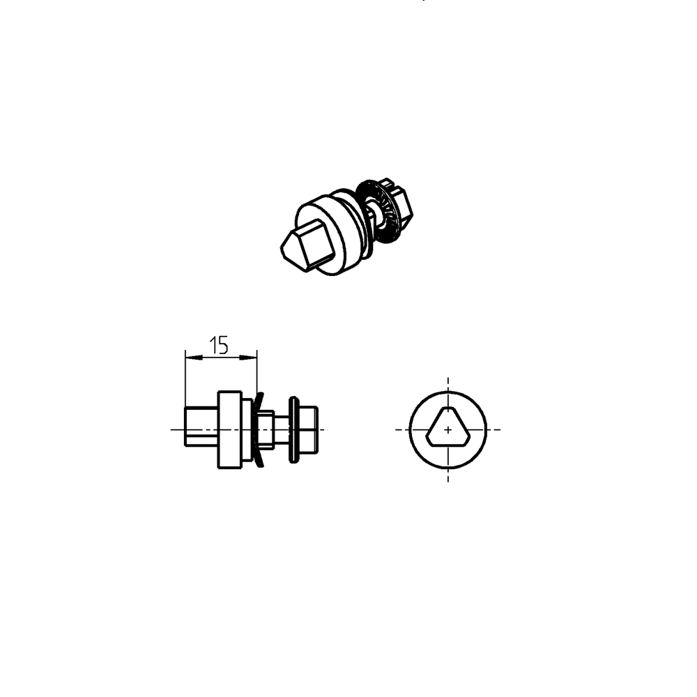 Indsats, trykstøbt zink, trekant 8