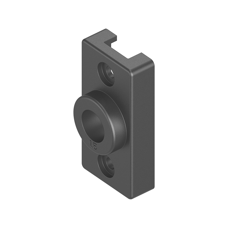 Monteringsbøsning, glasfiberforstærket polyamid, uden stop, L=54, B=27, H=18, Pladetykkelse=1,5-1,5