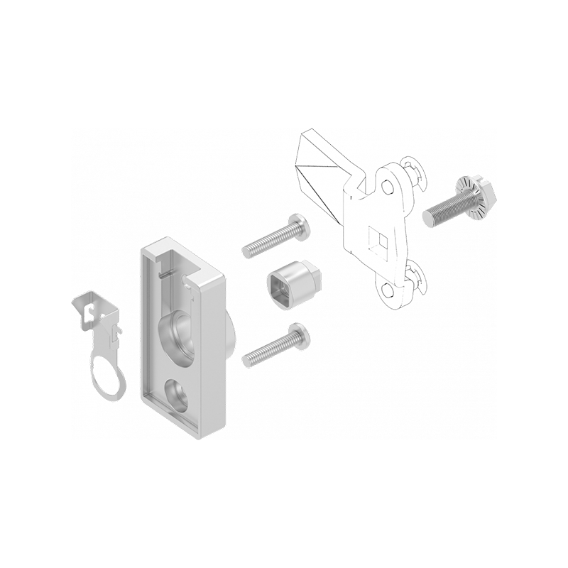 Monteringsbøsning, syrefast stål, uden stop, L=54, B=27, H=18, Pladetykkelse=2-2