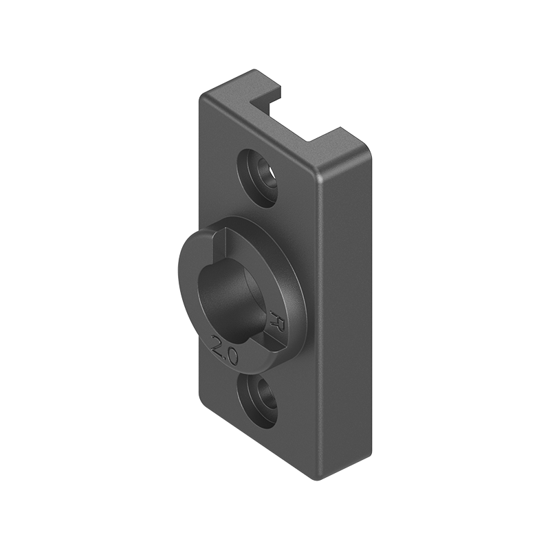 Monteringsbøsning, glasfiberforstærket polyamid, med stop, L=54, B=27, H=18, Pladetykkelse=2-2