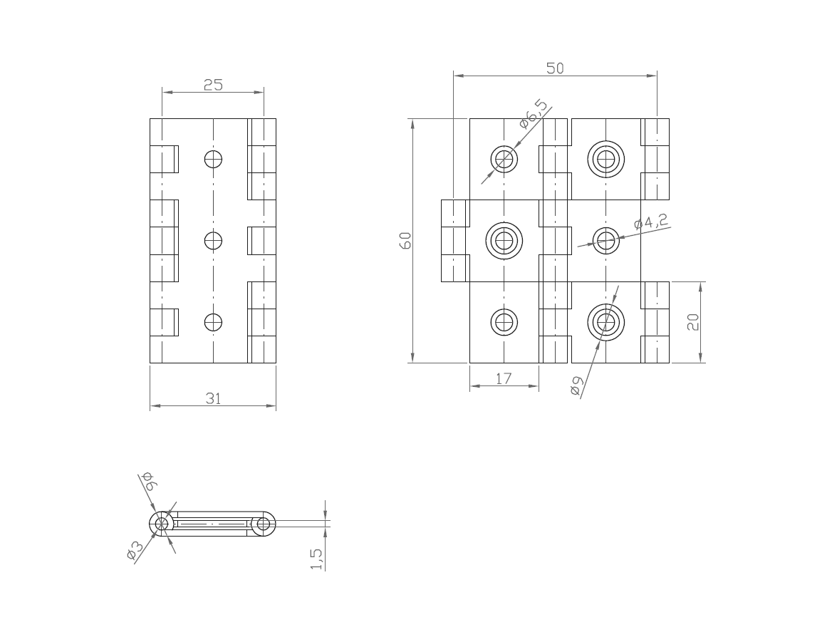 Kanthængsel med huller, stål, L=60, B=61, T=1,5