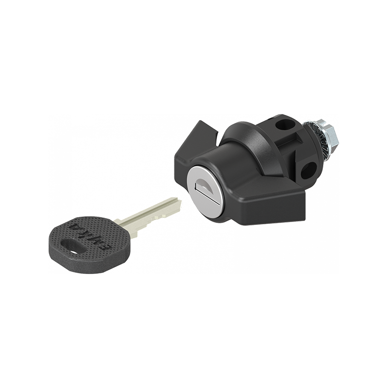 Låsehus med vingegreb, enslåsende ek333, glasfiberforstærket polyamid, L=50mm, GH=18mm, pladetykkelse=1-2mm