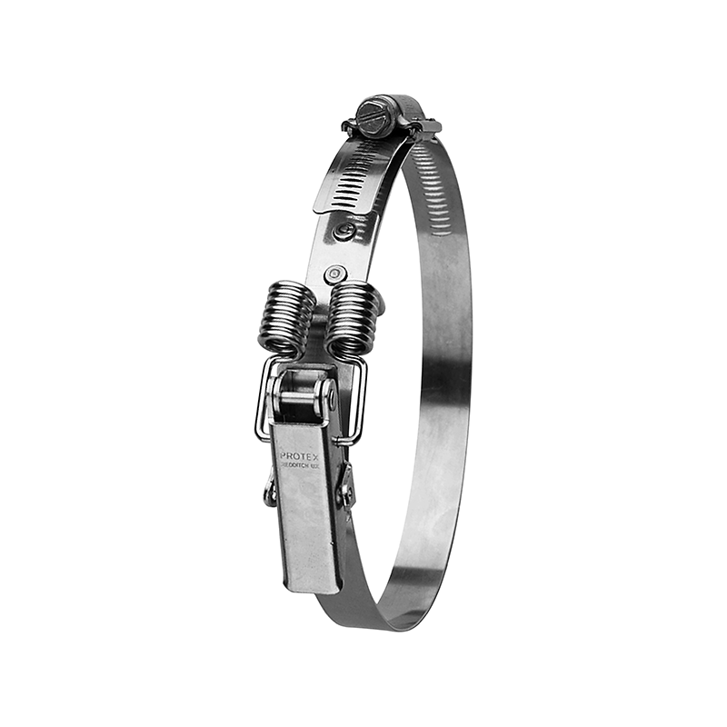 Komplet spændebånd, rustfrit stål, Diameter interval: 250-295mm, T= 0,7mm, fjederbøjle