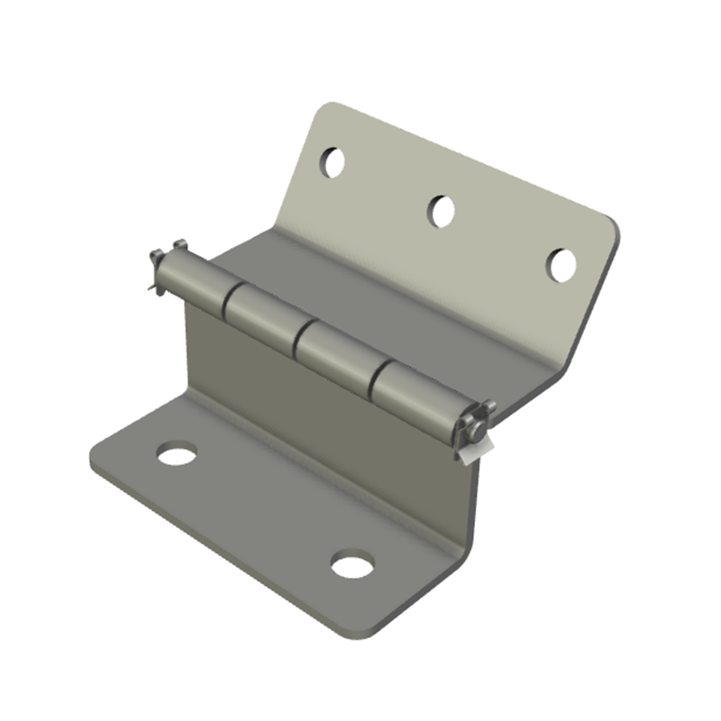 Kanthængsel med huller, rustfrit stål, med låseclips, L=82, B=108, T=2,5