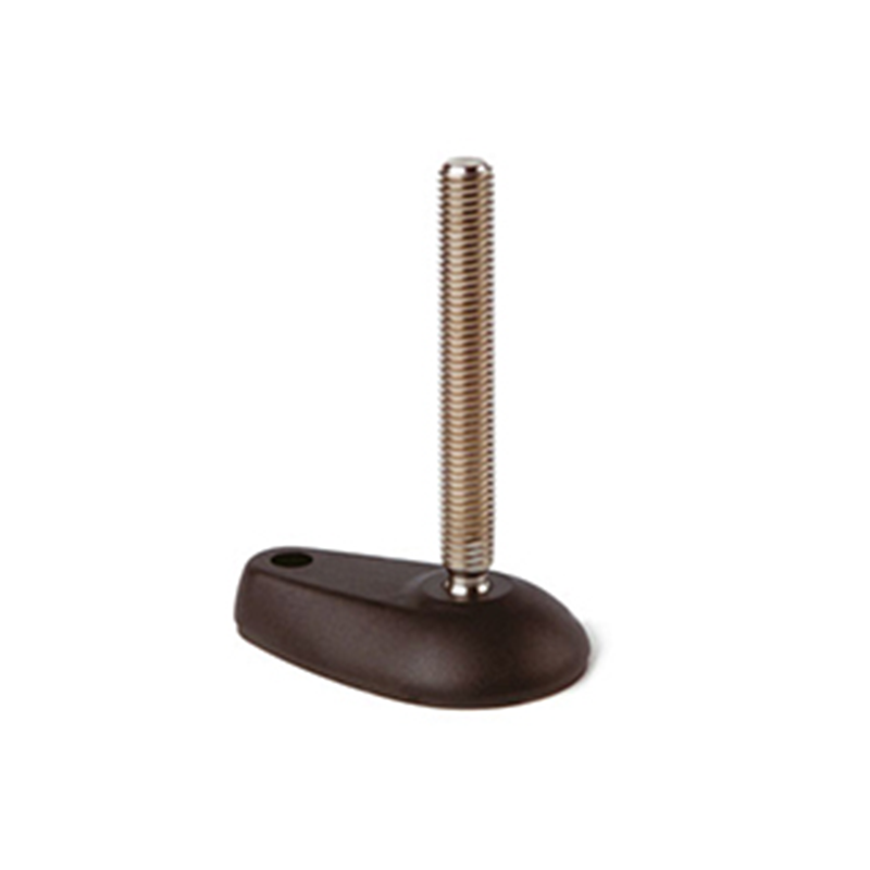 Maskinsko, rustfrit stål, vinkelbar gevindspindel, M10, fod-diameter = 95 mm