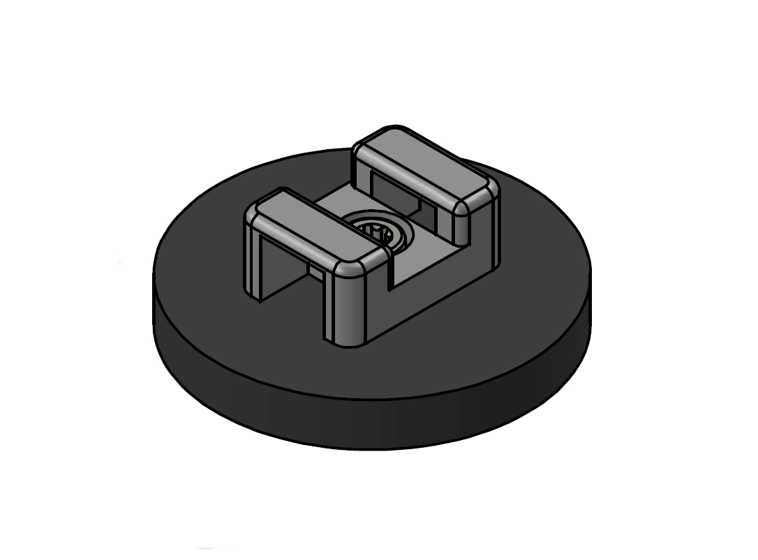 Gummi indstøbt magnet, cirkulær, , H=6mm , F=100N