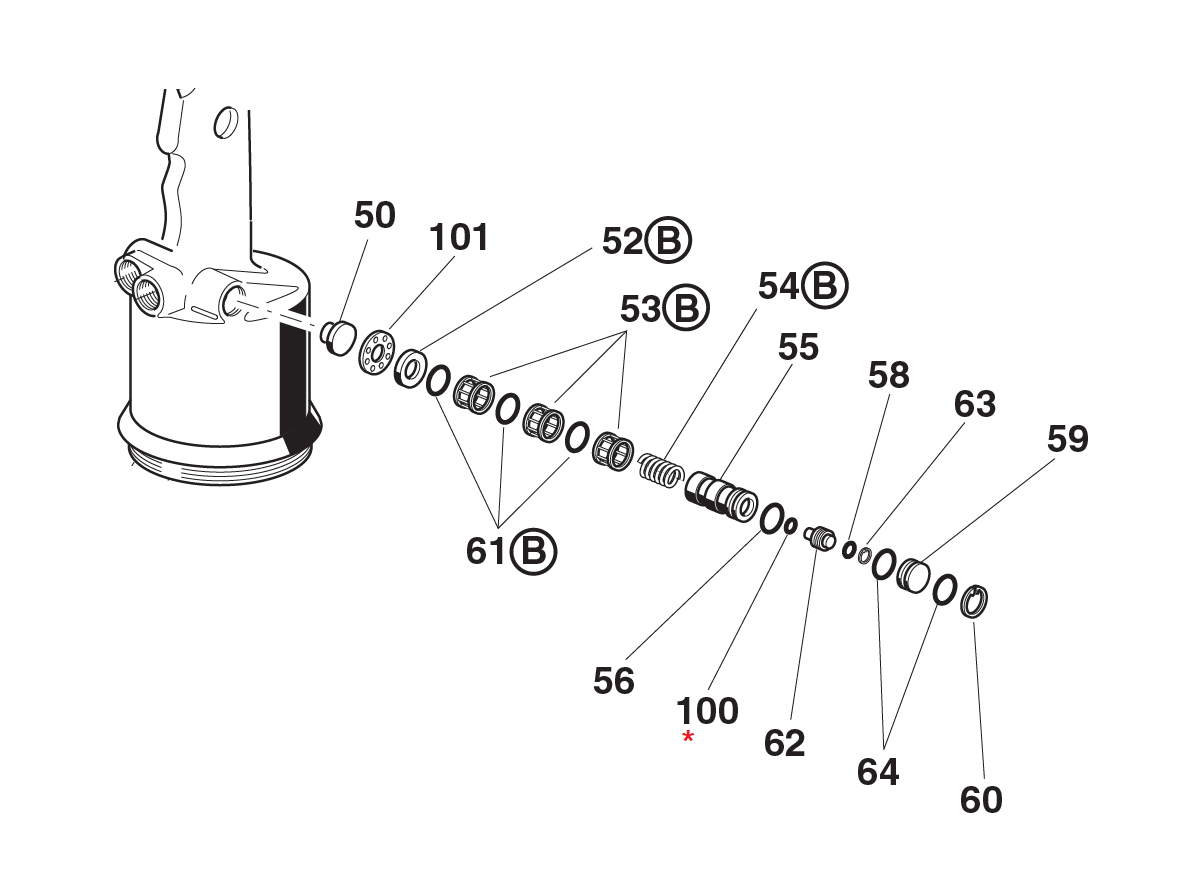 Reservedel til nitteværktøj, O-ring, til serie KJ & RAC
