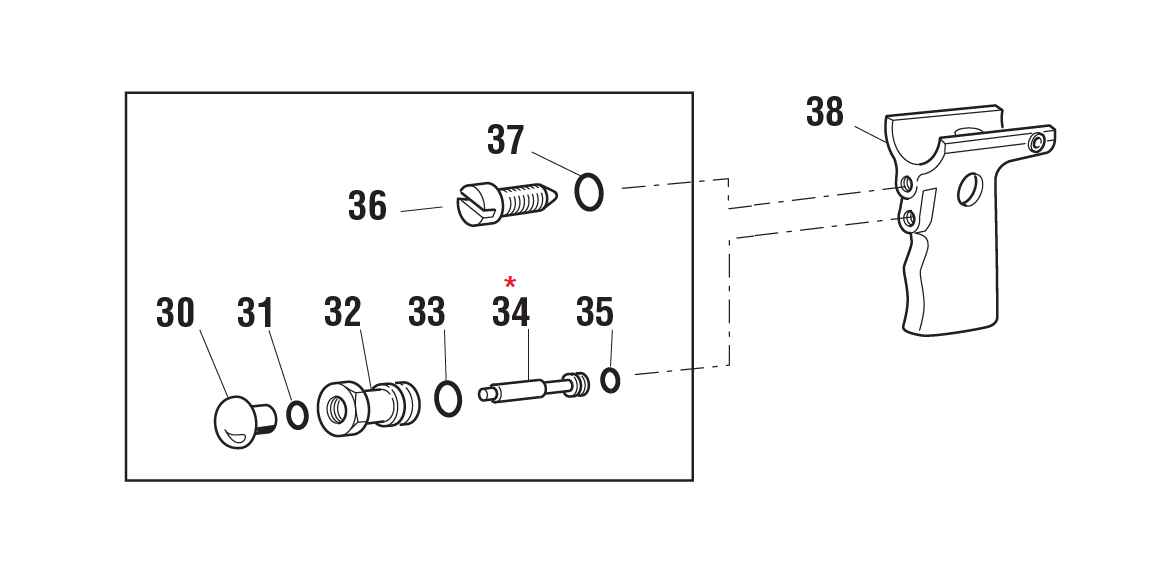 Reservedel til nitteværktøj, Ventilstempel, til serie RAC 180/2200/2500-P