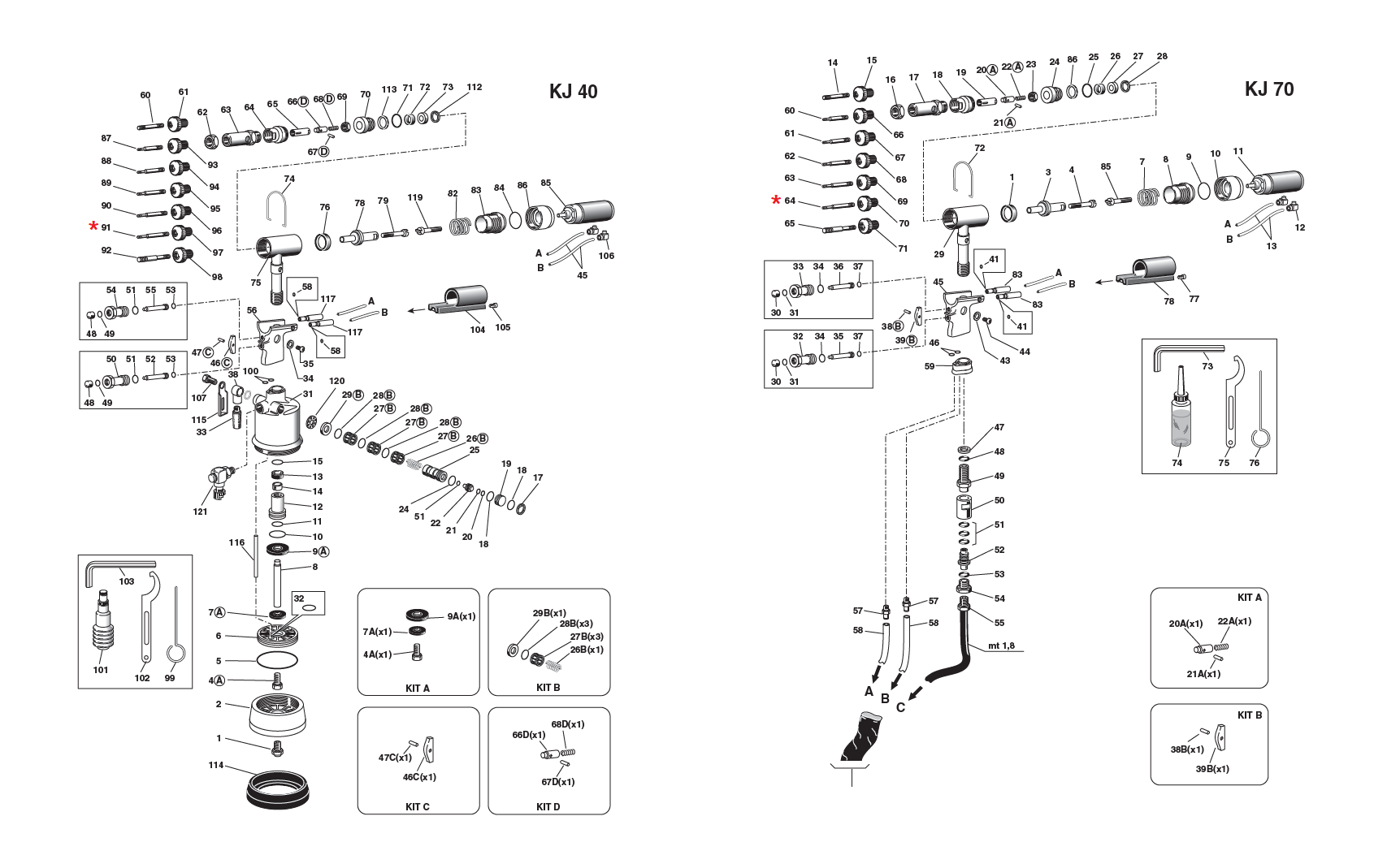 Reservedel til nitteværktøj, Trækbolt, M8, til serie KJ 40/50/70