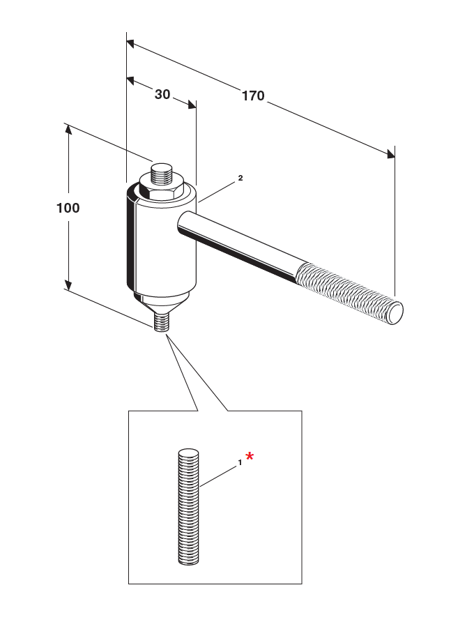 Reservedel til nitteværktøj, Trækbolt, M6, til serie KJ 15