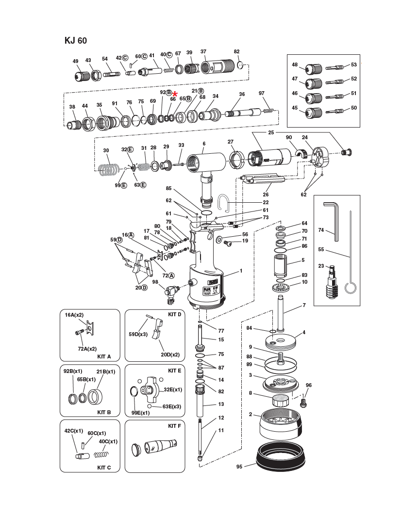 Reservedel til nitteværktøj, Seegerring, SW 11, til serie KJ 60