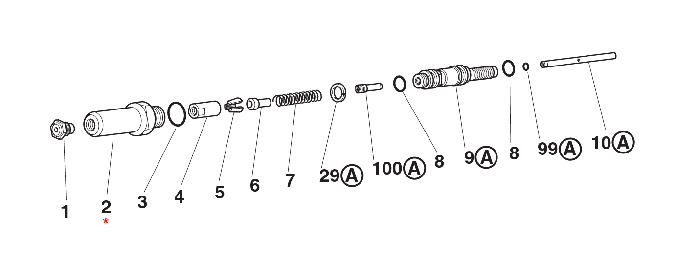 Reservedel til nitteværktøj, Forstykke til næsemøtrik, til serie RAC 171/172/3000