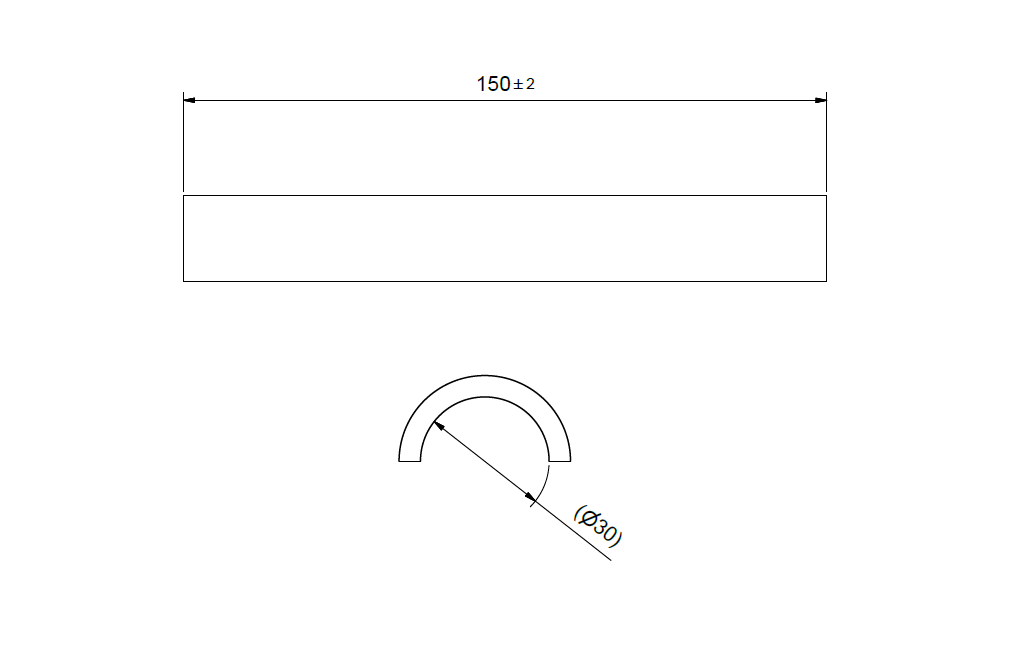 Skridsikring, polyamid, halvcirkelformet, længde=150, diameter=30mm