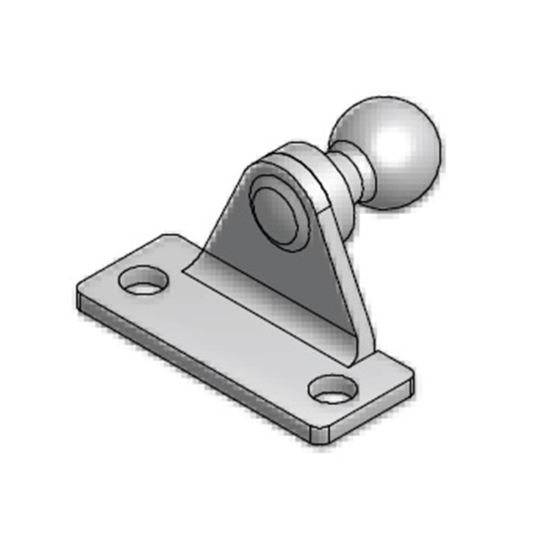 Beslag, syrefast stål, udad vinklet kugle, kuglediameter = 13 mm