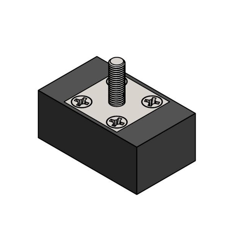 Gummi indstøbt magnet, firkantet, M10, H=35mm , F=3500N