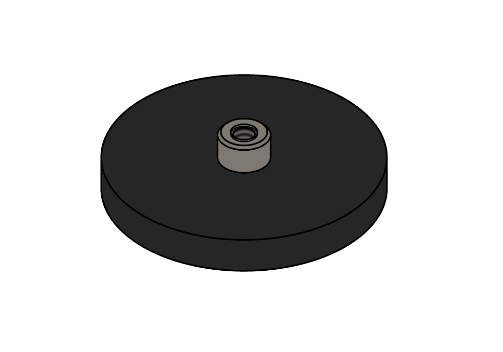 Gummi indstøbt magnet, cirkulær, M6, H=14mm , F=700N