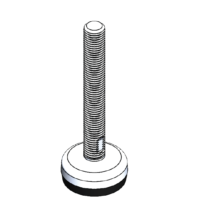 Maskinsko, syrefast stål, fast gevindspindel, M16, fod-diameter = 50 mm