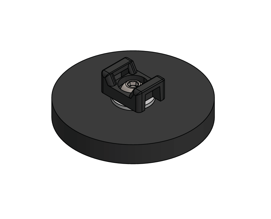 Gummi indstøbt magnet, cirkulær, M6, H=8,5mm , F=180N