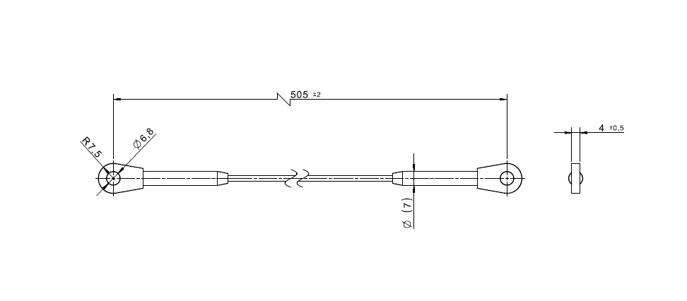 Wiresamling, syrefast stål, diameter = 3mm, L= 505mm