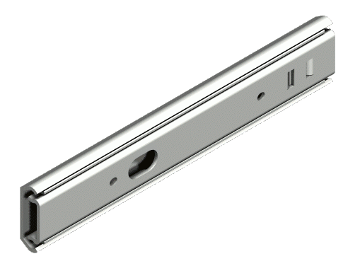 Udtræksskinne, rustfrit stål, udtrækslængde =450 mm og bæreevne på 75 kg