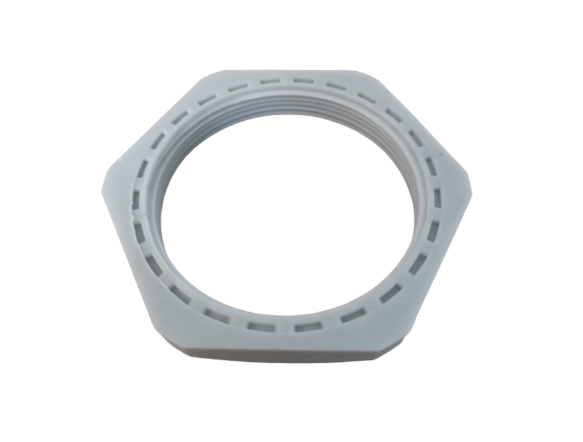 Møtrik, polyamid, lysegrå, M20x1,5