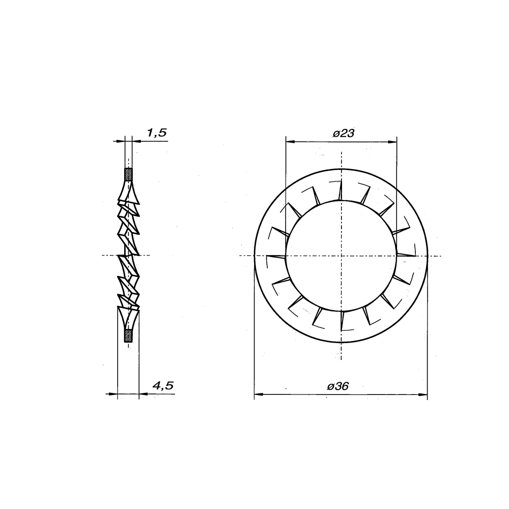 Tandskive, stål, H=4,5