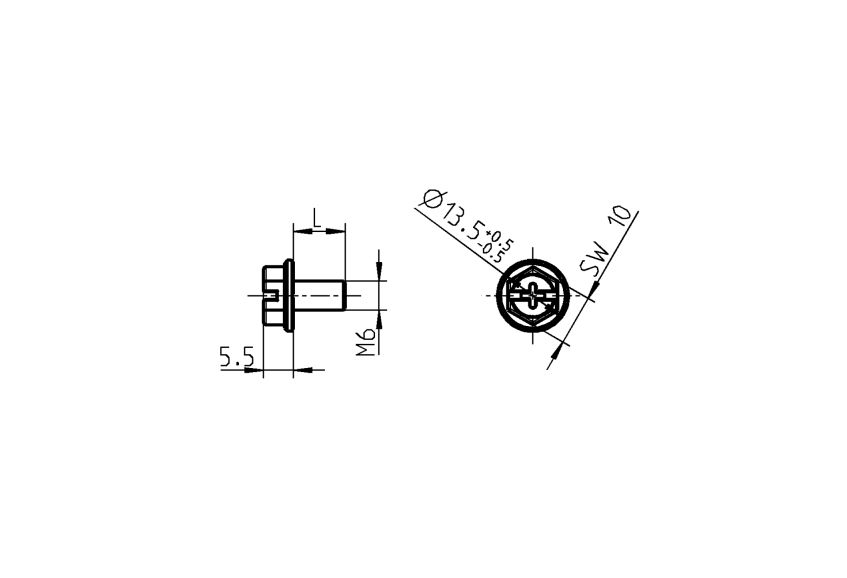 Skrue, stål, M6x40