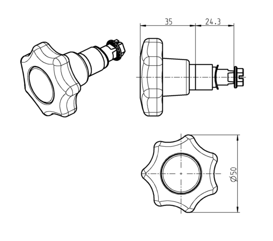 Indsats, stjernegreb, rustfrit stål