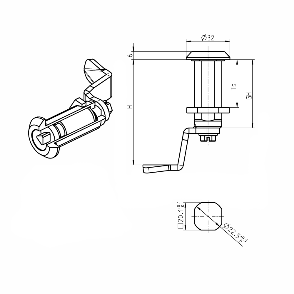Adapter, trykstøbt zink, GH=40mm