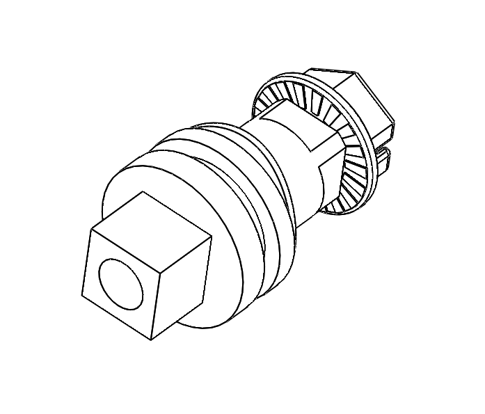 Indsats, firkant 8 med m6 gevind, trykstøbt zink, forkromet