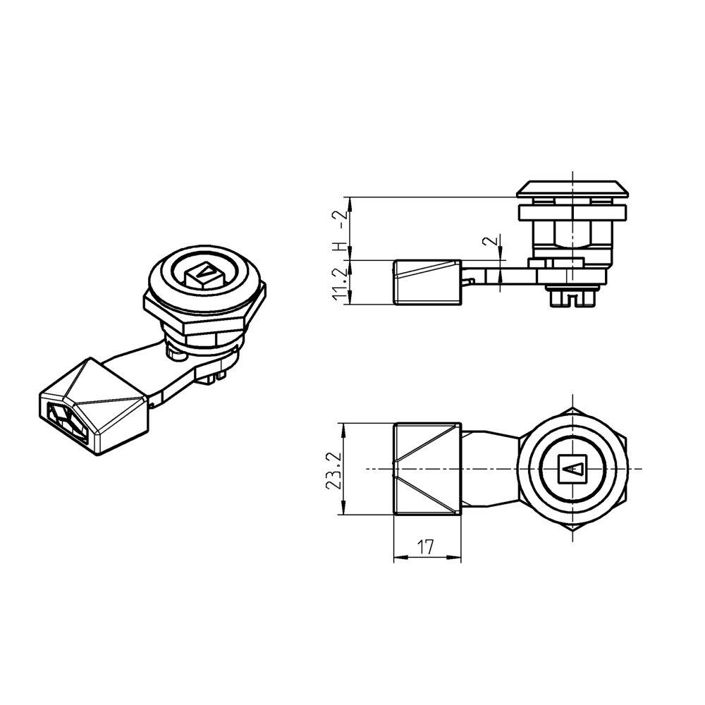 Glidesko, pom plast, H=11,2, offset=-2