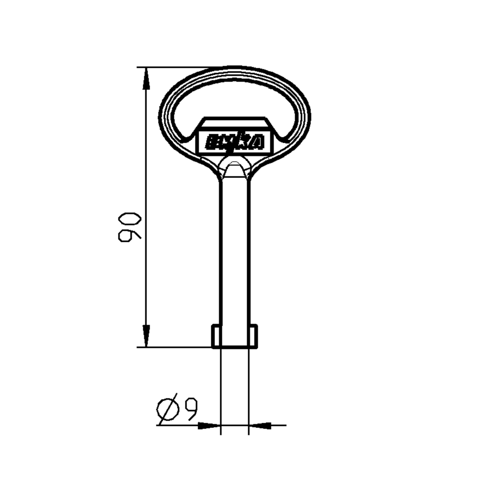 Nøgle, trykstøbt zink, din 3, L=90