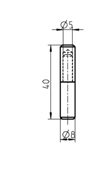 Svejsehængsel, rustfrit stål, cylindrisk, u/ smørenippel, L=40, B=