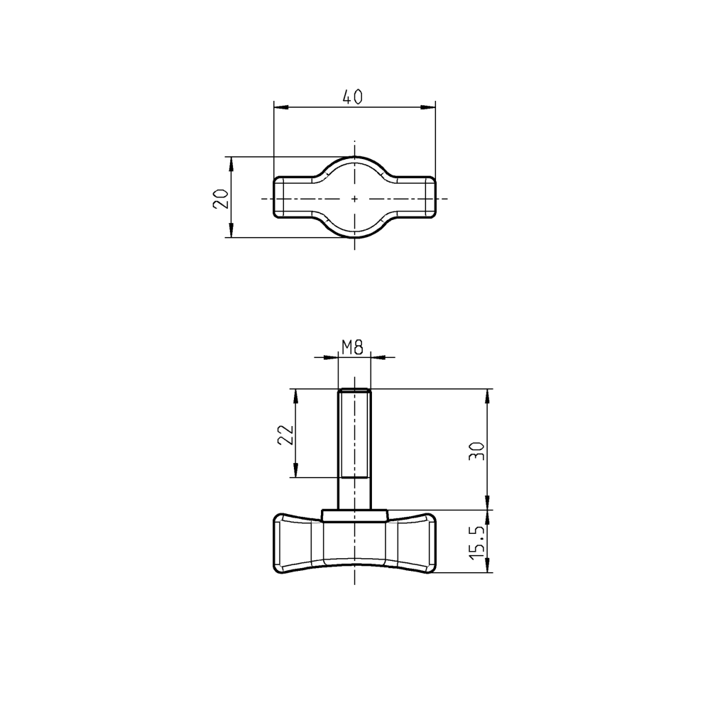 Vingegreb til bøjlelås, stål, længde=40, bredde=20, højde=45,5