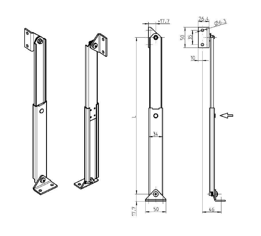 Lågeholder, rustfrit stål, 1 position(er), L=213mm, Ø6,3mm huller