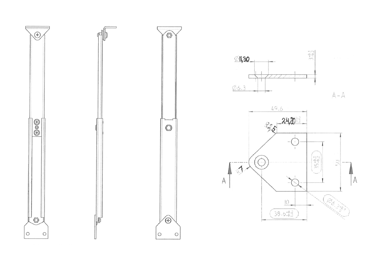 Lågeholder, stål, 1 position(er), L=213mm, Ø6,3mm huller