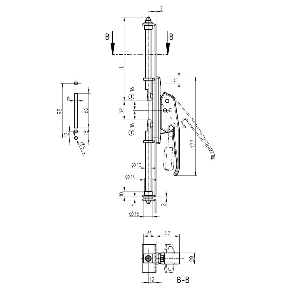 Rundstang, stål, påskruning, L=1100, D=10