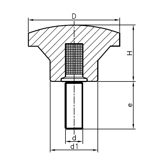 Stjernegreb, duroplast, udvendigt gevind M10, D=44 mm, H=27mm