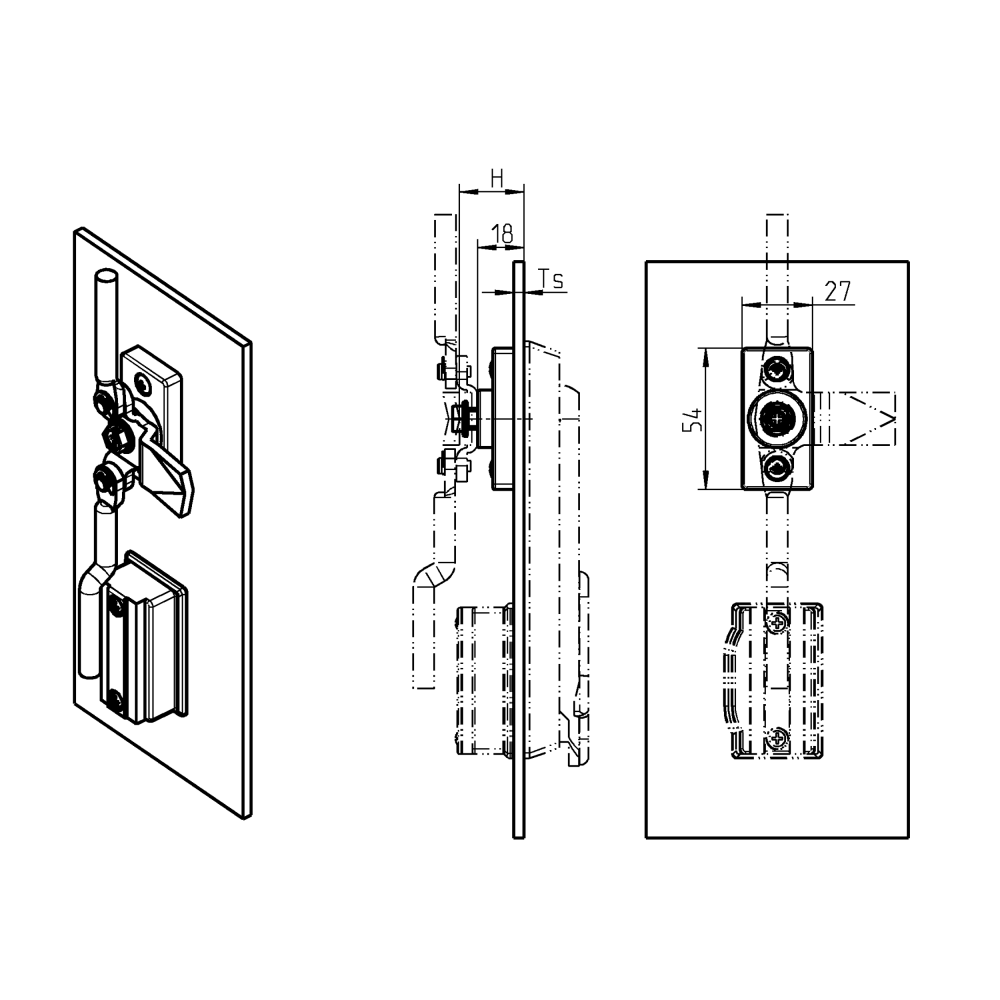 Adapter og skruer, stål, Pladetykkelse=1-6