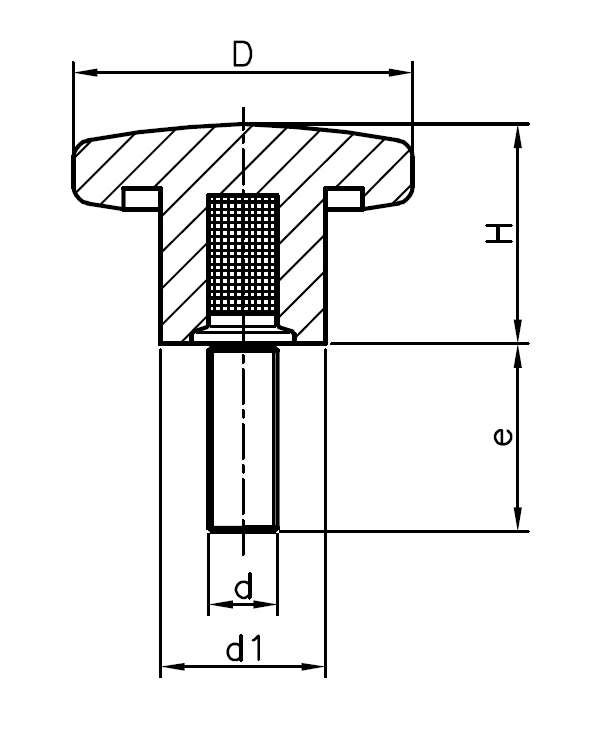 Stjernegreb, duroplast, udvendigt gevind M8, D=40 mm, H=25mm